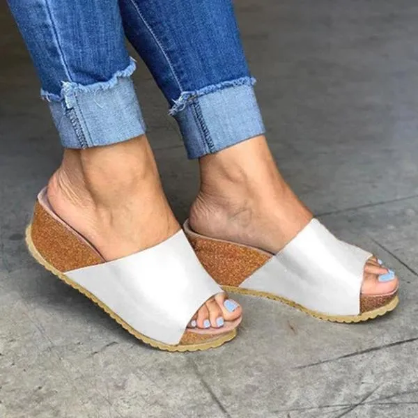 Style Peep Toe Slip-On Wedges Sandals