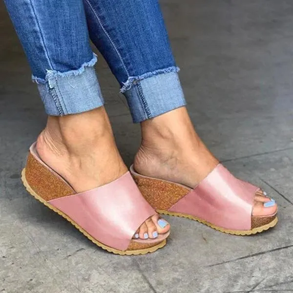 Style Peep Toe Slip-On Wedges Sandals