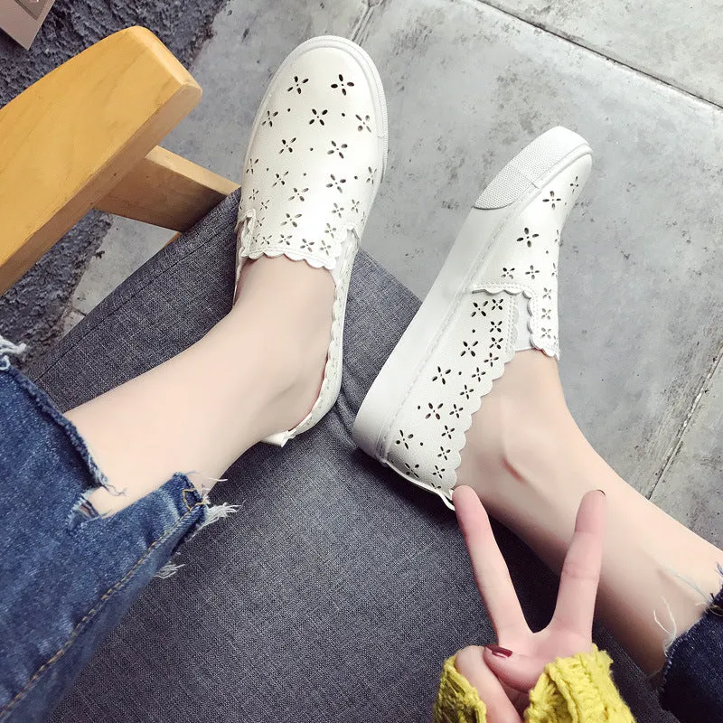 Women's Autumn Breathable Hollow White Female Korean Canvas Shoes