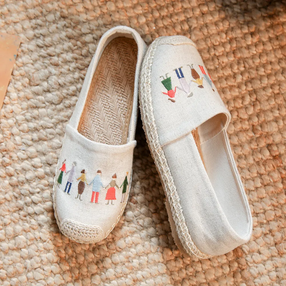 Women's Linen Embroidered Cloth Simple And Breathable Canvas Shoes