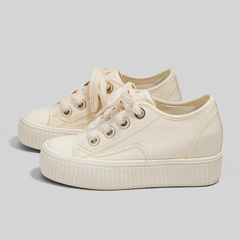 Women's Platform Hidden White Skate Biscuits Canvas Shoes