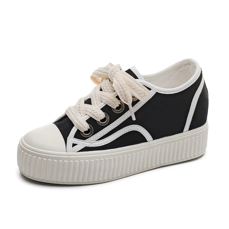 Women's Platform Hidden White Skate Biscuits Canvas Shoes